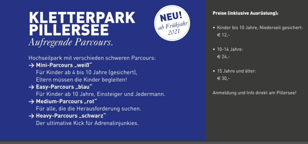 Preise Hochseilgarten Pillersee func.at